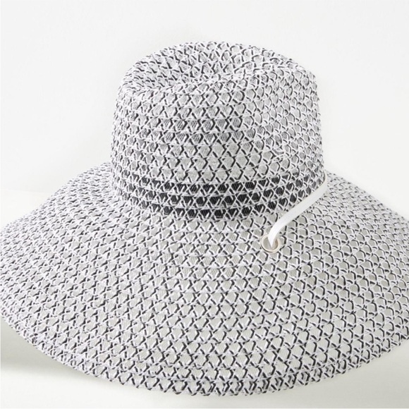 Anthropologie Sheer Navy White Sheer Lifeguard Rancher Woven Sun Beach Pool Hat - Picture 4 of 10